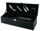Black Faux Leather 1 Bottle Accessory Gift Set