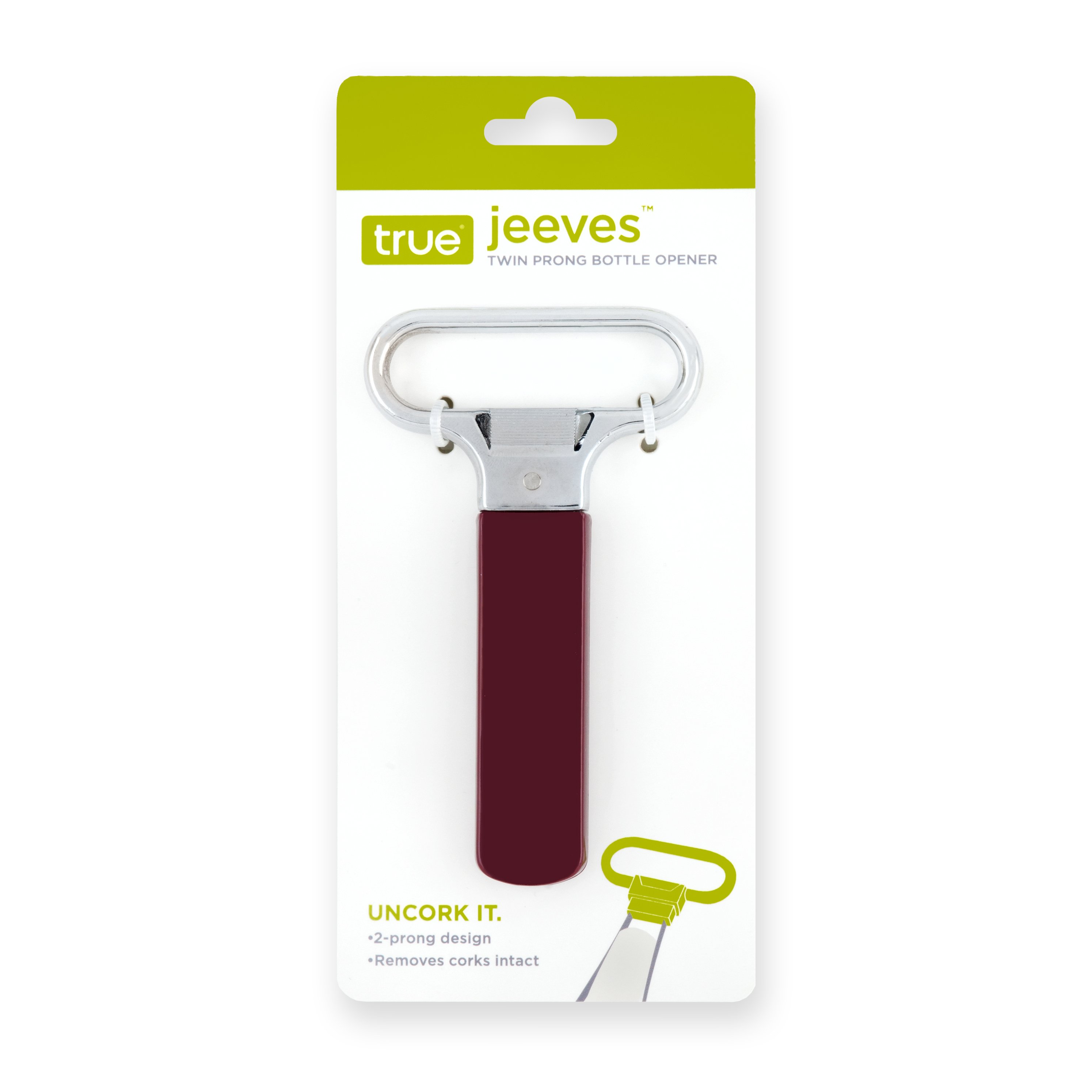 Jeeves Burgundy Twin Prong Wine Opener