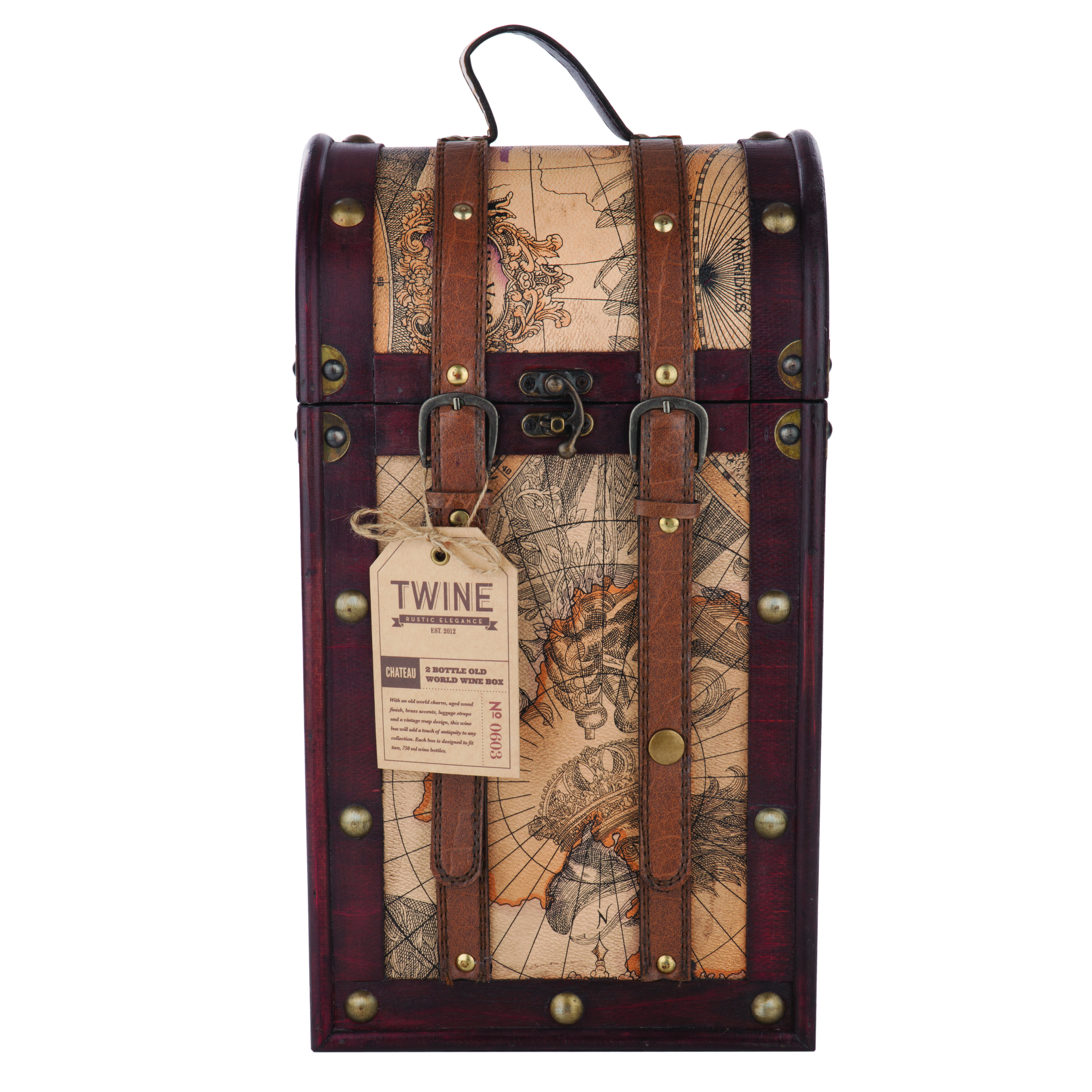 Chateau 2 Bottle Old World Wooden Wine Box by Twine