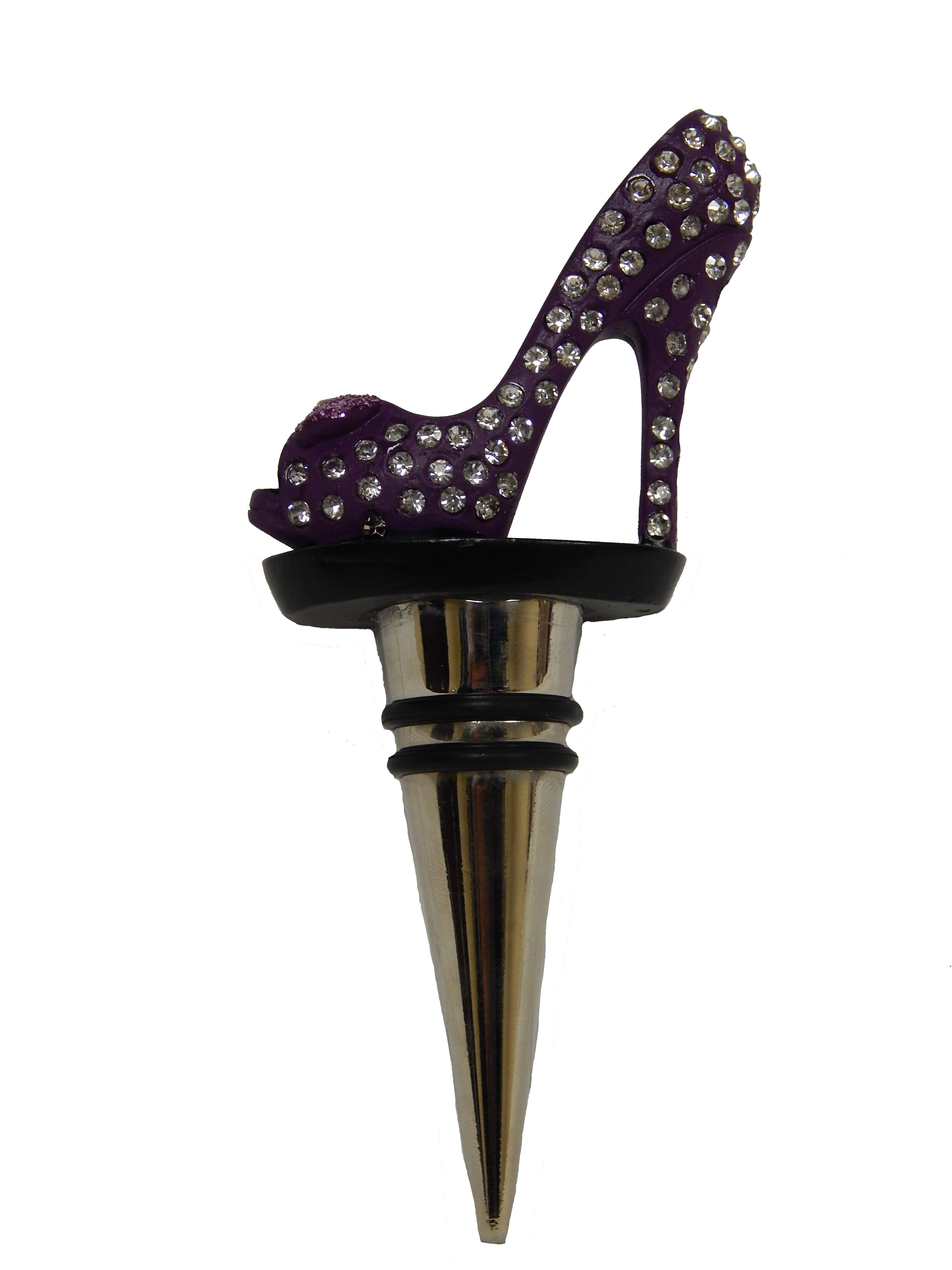 Wine Bottle Stopper- Purple w/ Rhinestones