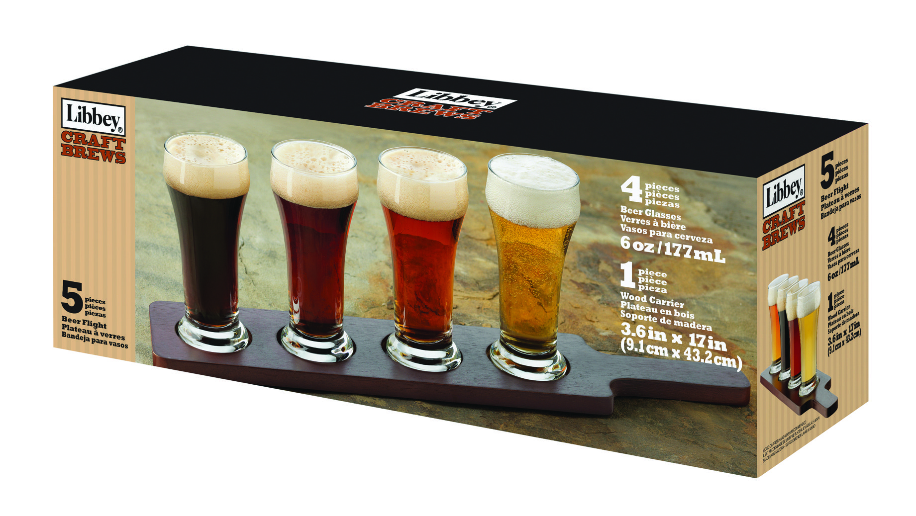 Libbey Craft Brews Beer Flight 5 Piece Set