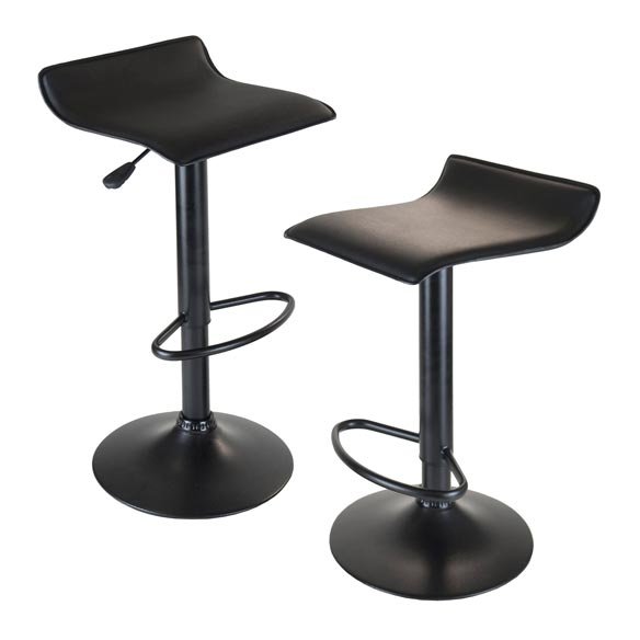 Obsidian Adjustable Swivel Air Lift Bar Stools---Set of 2