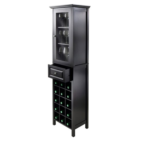 Burgundy Wine Cabinet with Glass Door