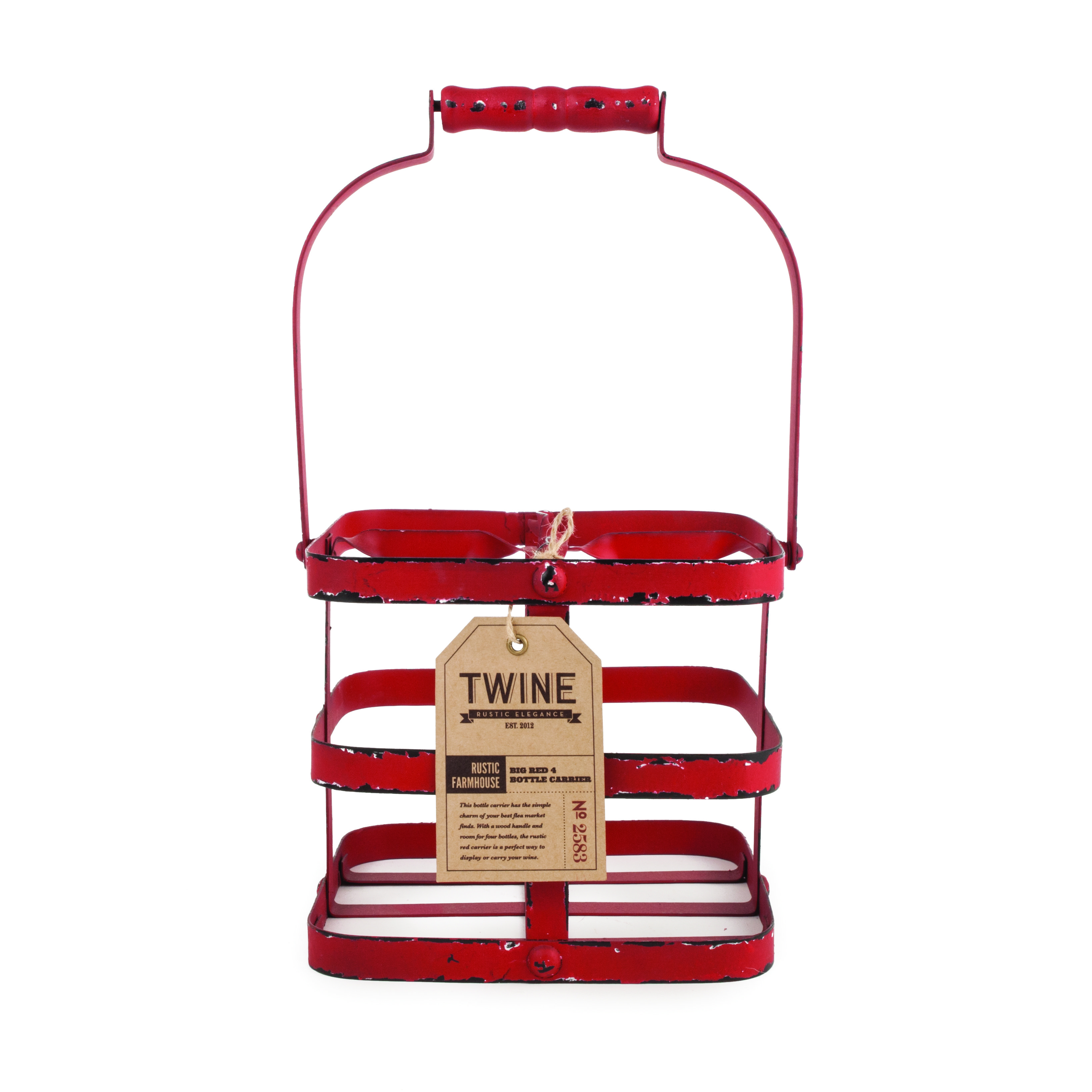 Rustic Farmhouse: Big Red 4 Bottle Carrier