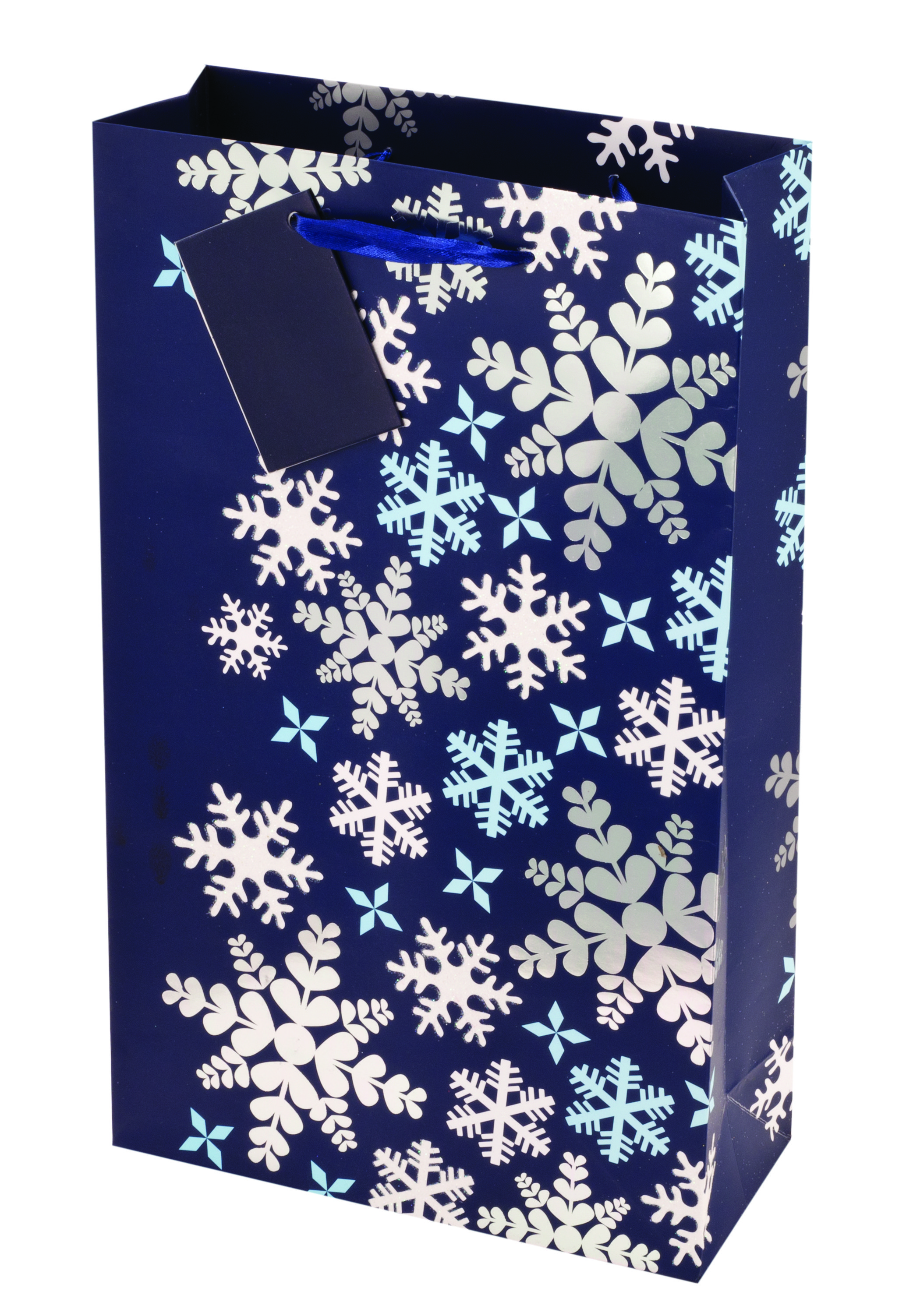 2-Bottle Blue Snowflake Bag