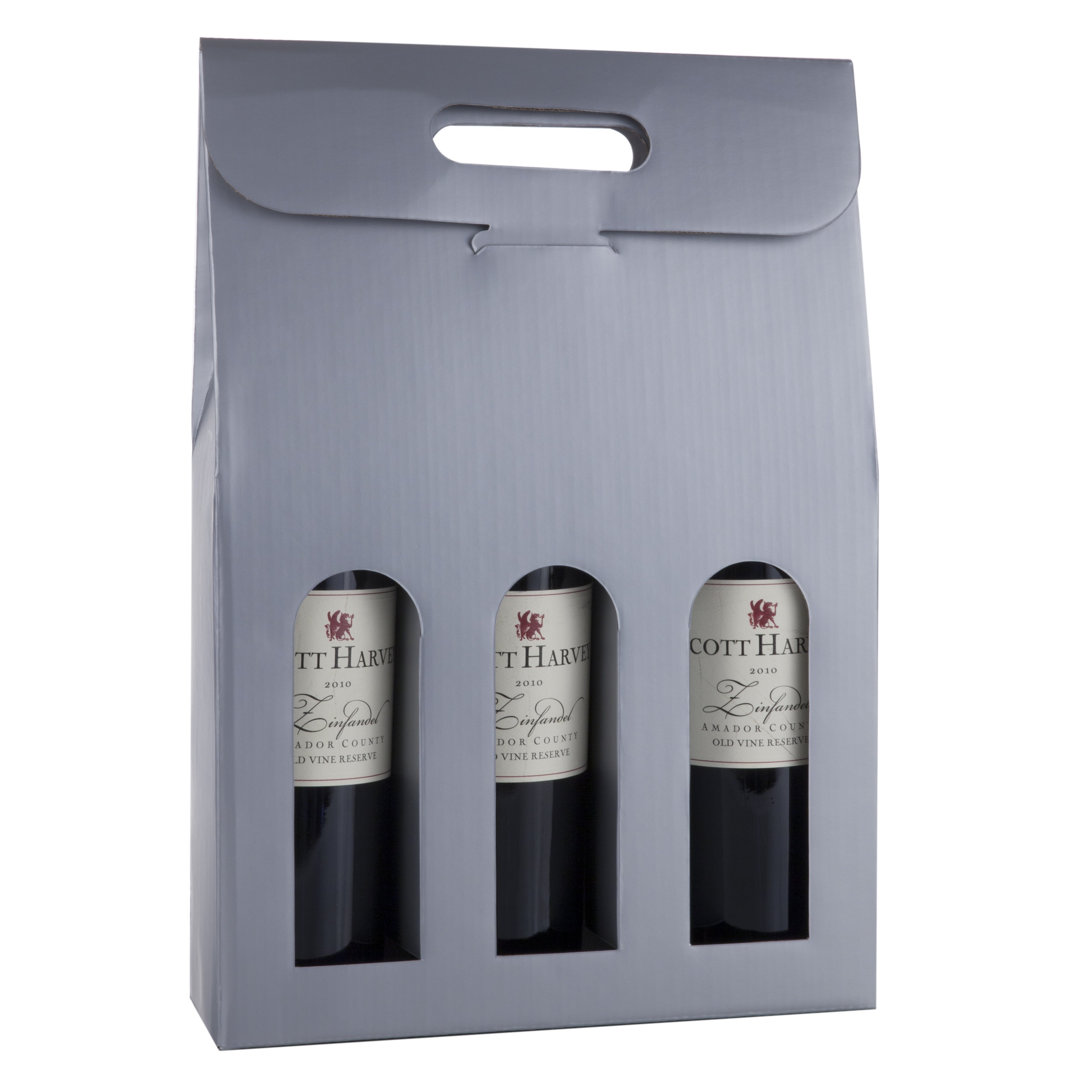 Marketplace: Silver 3-Bottle Carrier