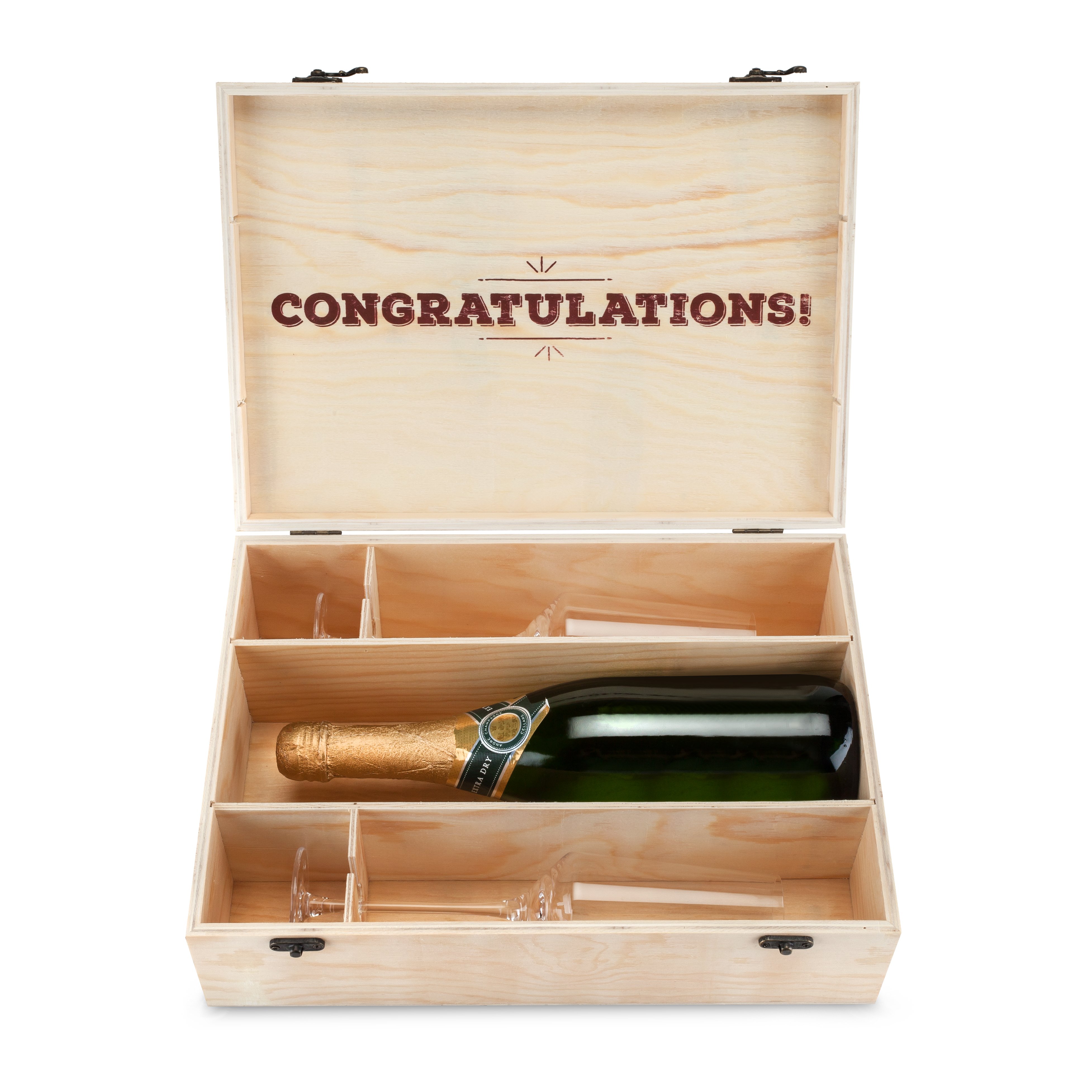 Marketplace Wooden Champagne Gift Box by Twine