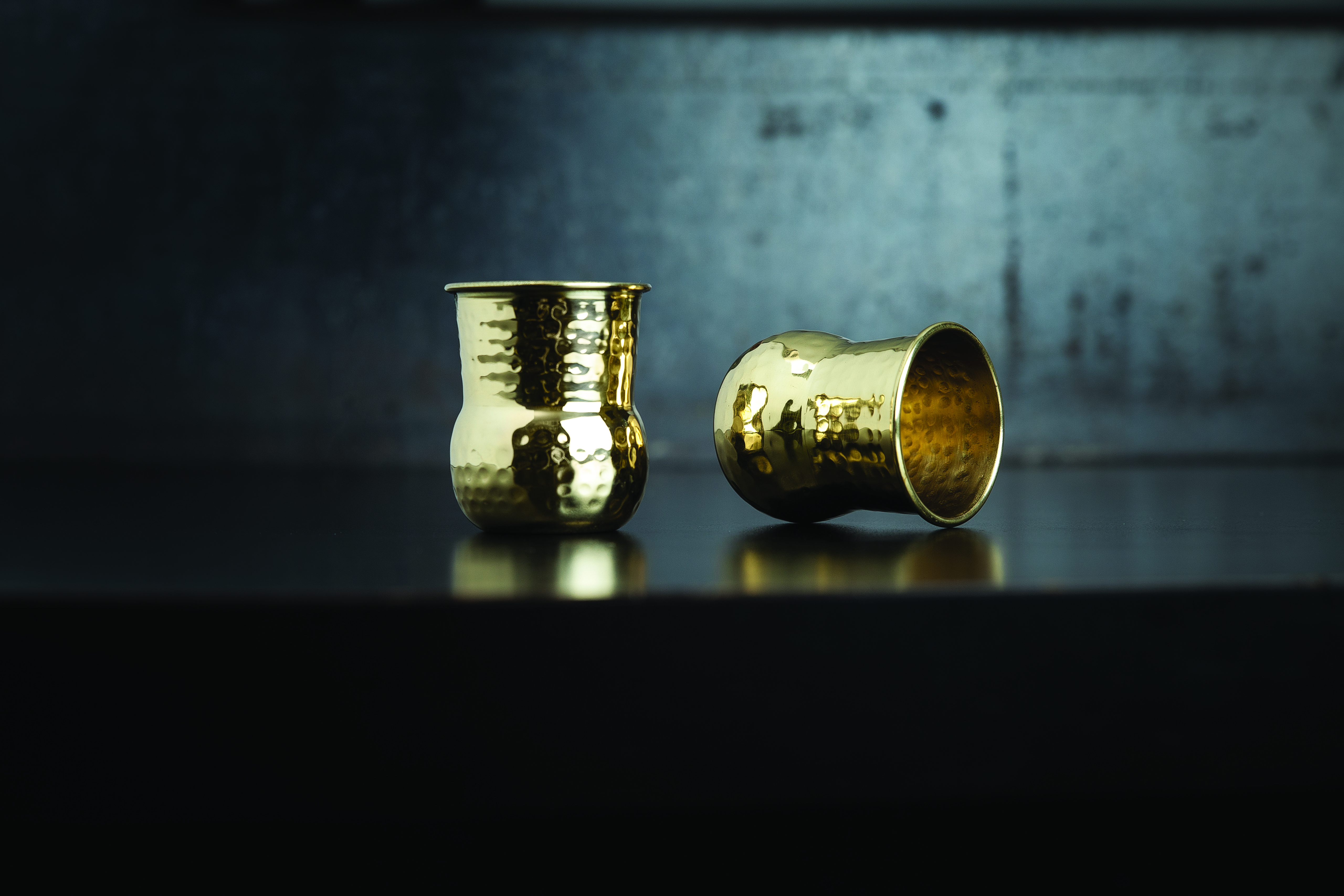 Belmont Hammered Brass Shot Glasses