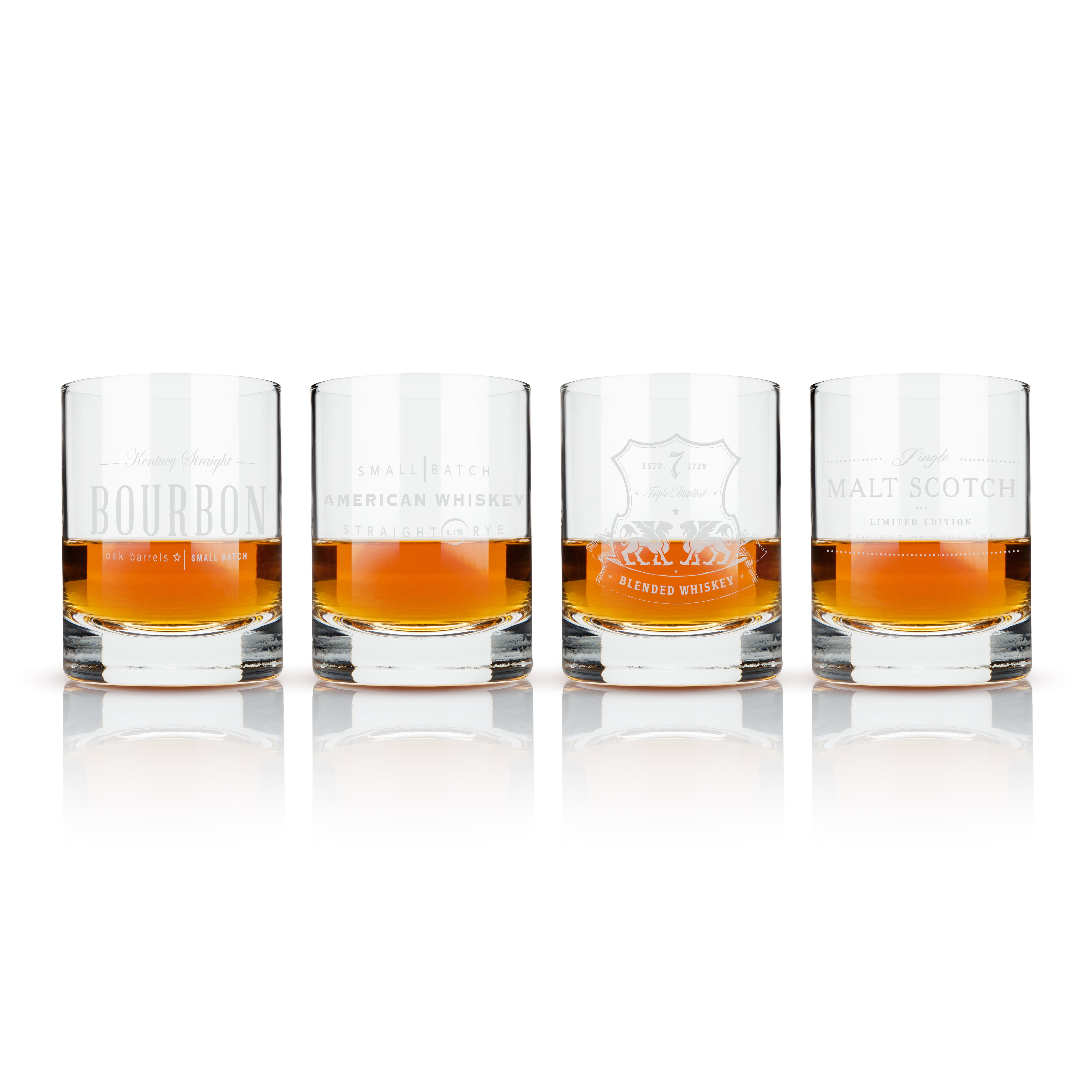 Admiral Etched Whiskey Label Crystal Tumblers by Viski