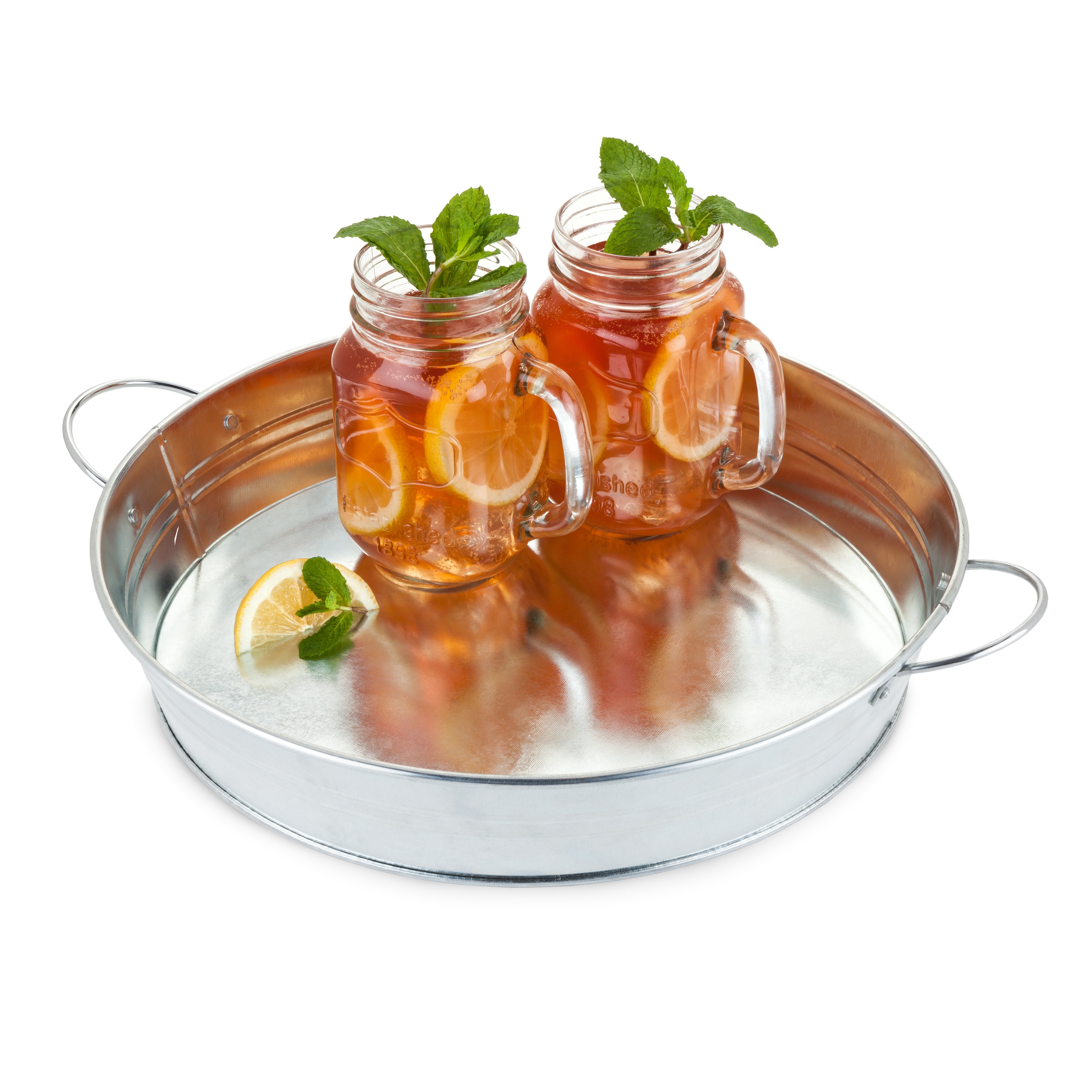 Country Home Galvanized Metal Serving Tray by Twine
