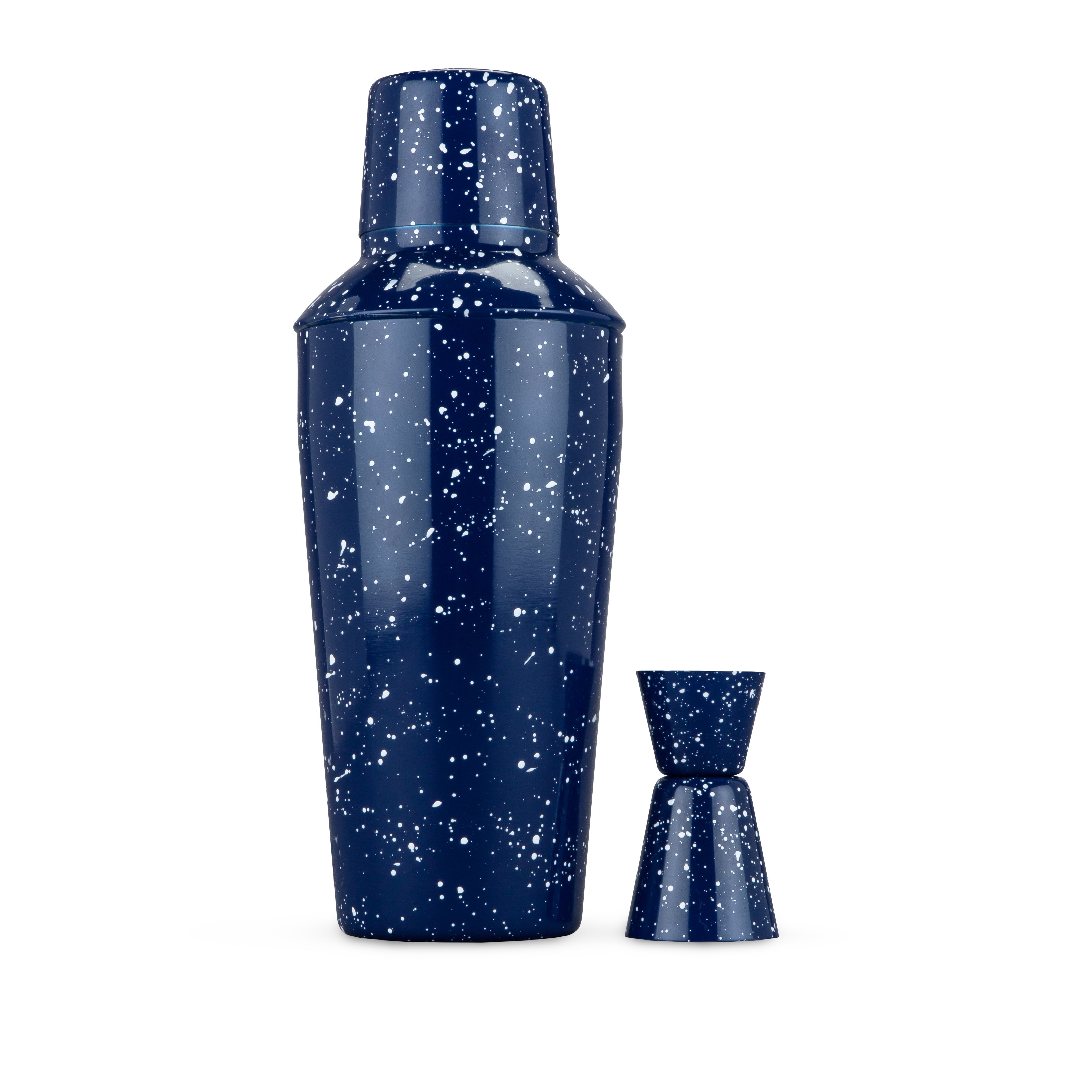 Enamel Cocktail Shaker and Jigger Set