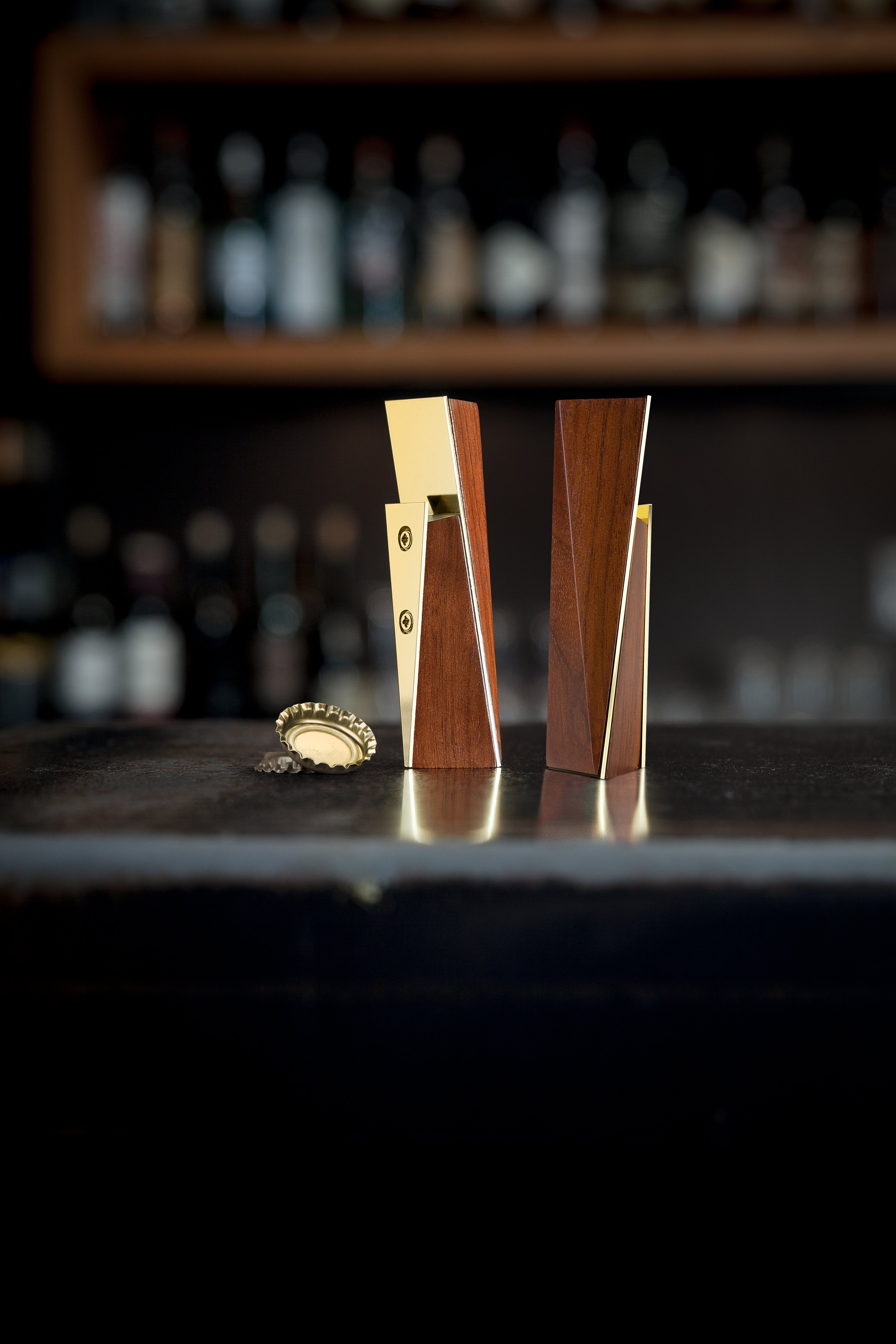Belmont Acacia and Gold Bottle Opener