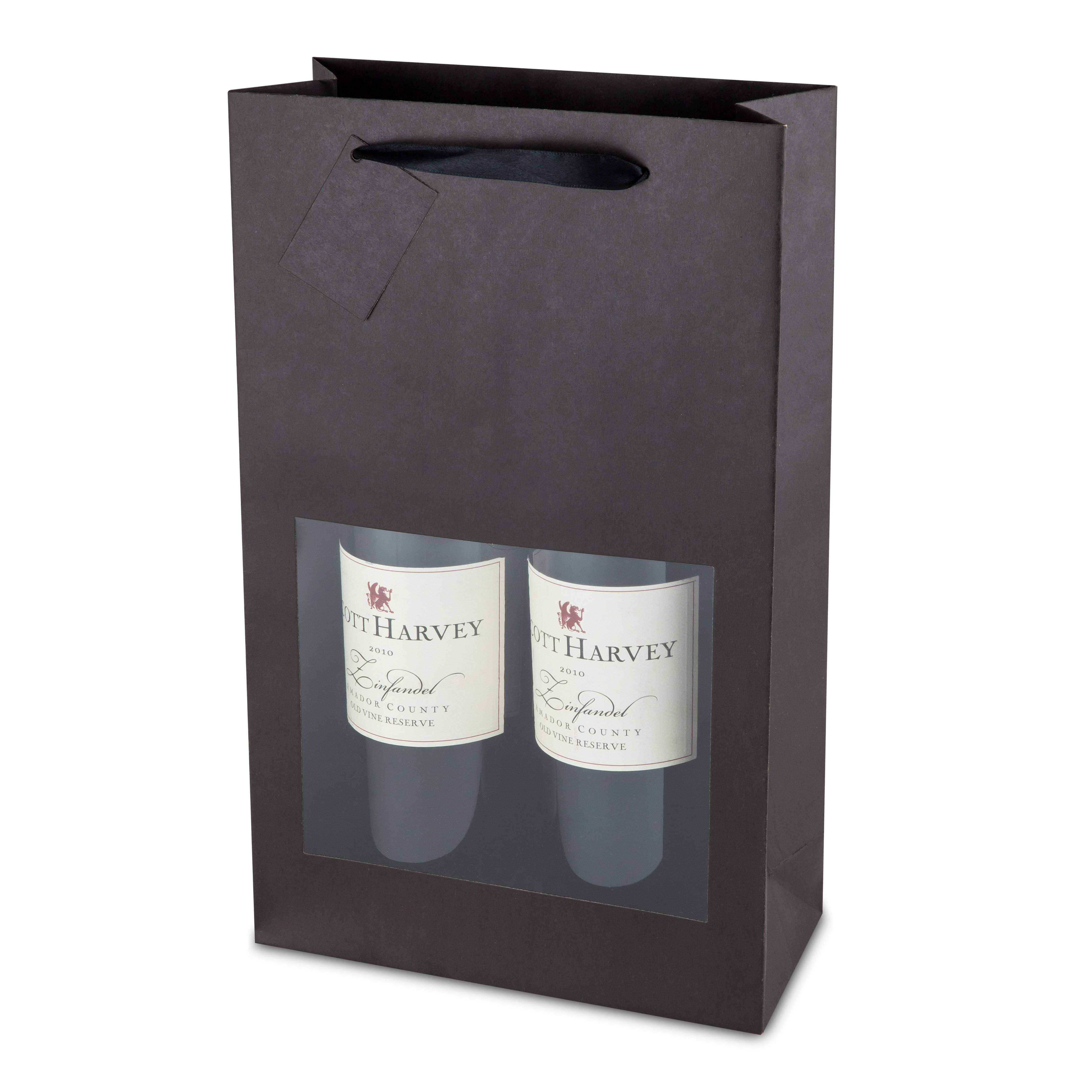 Black Kraft 2-Bottle Window Bag