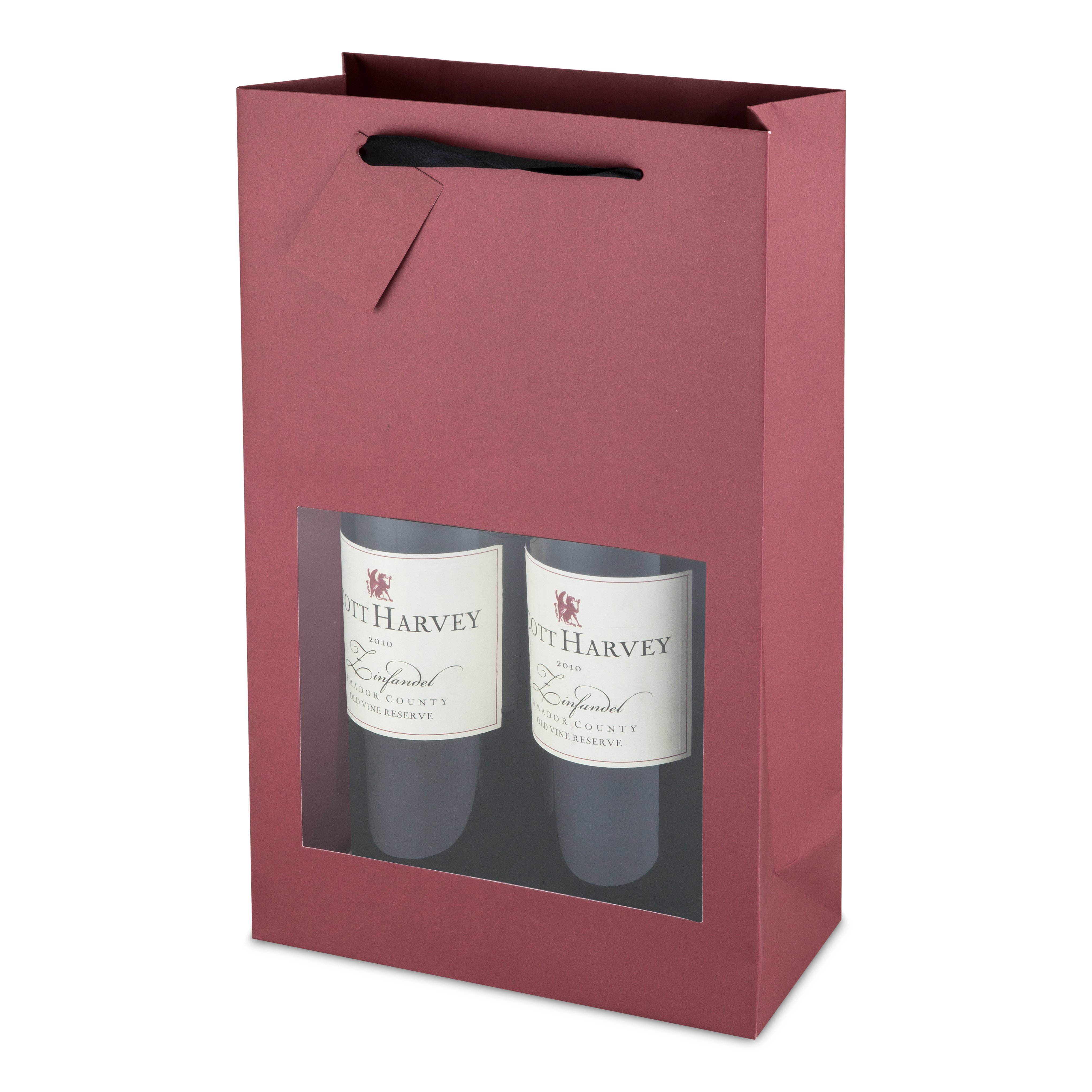 Merlot Kraft Window Double Bottle Wine Bag