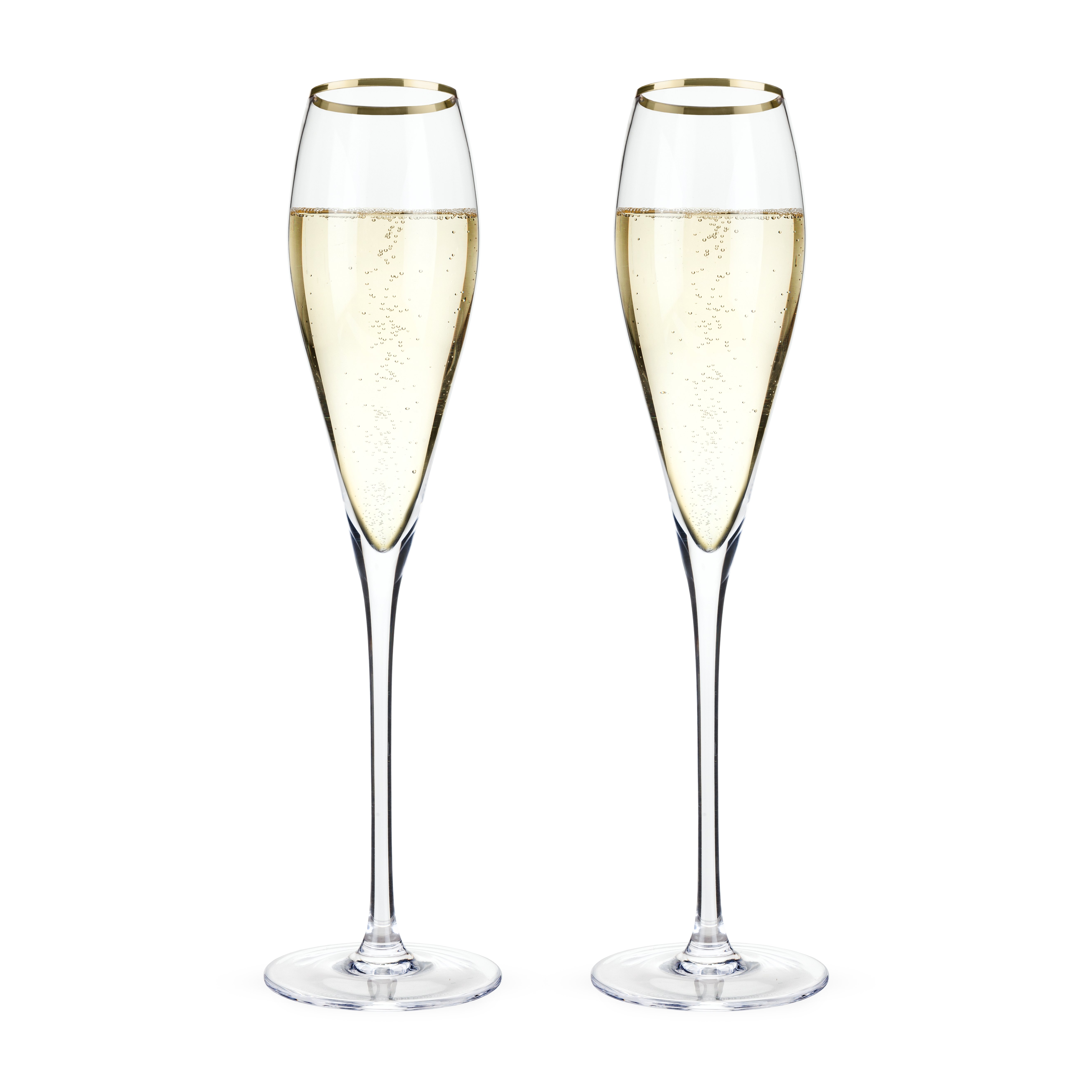 Belmont - Gold Rimmed Crystal Champagne Flutes (Set of 2)