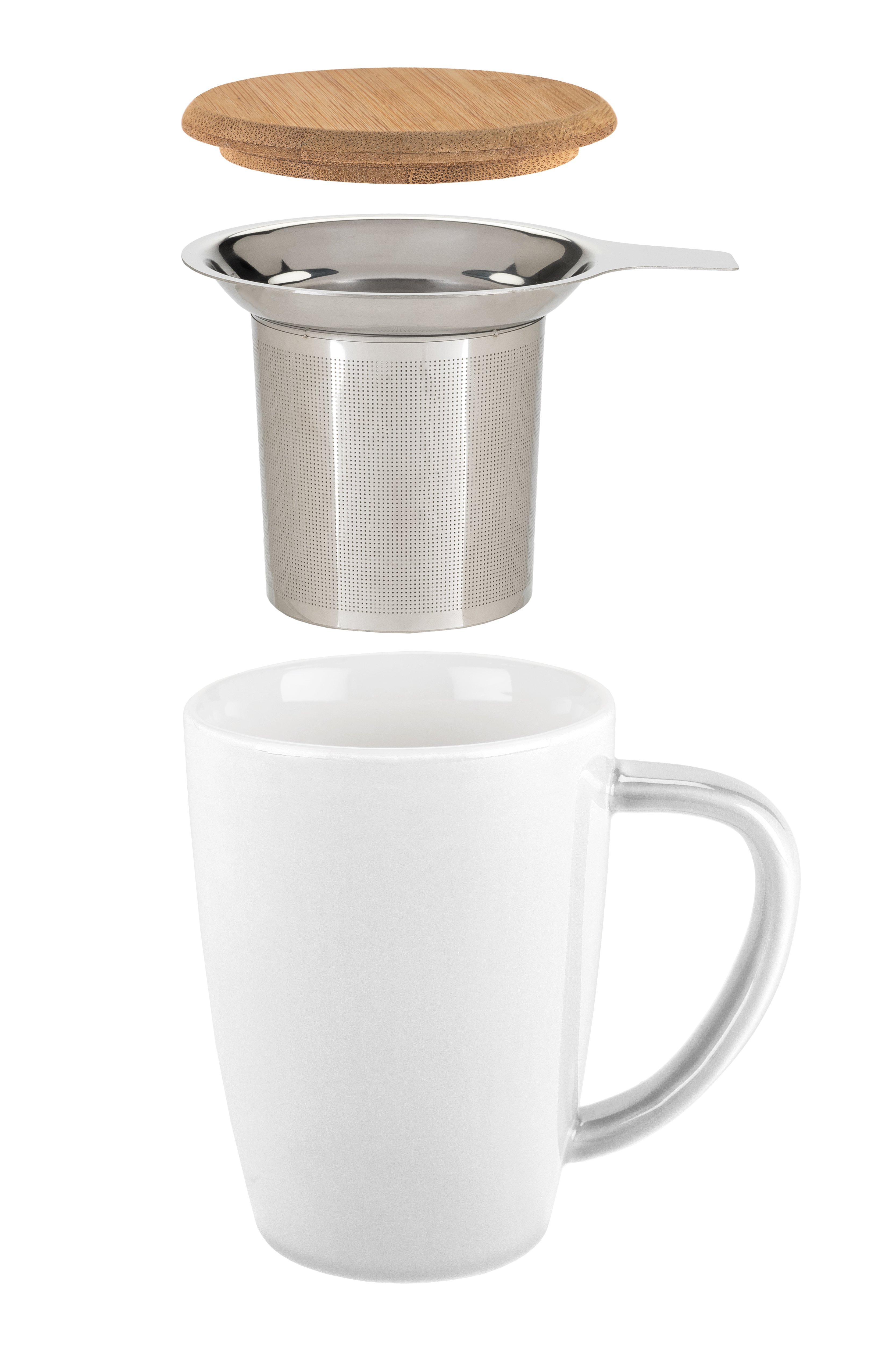 Bailey Ceramic Tea Mug & Infuser in White by Pinky Up