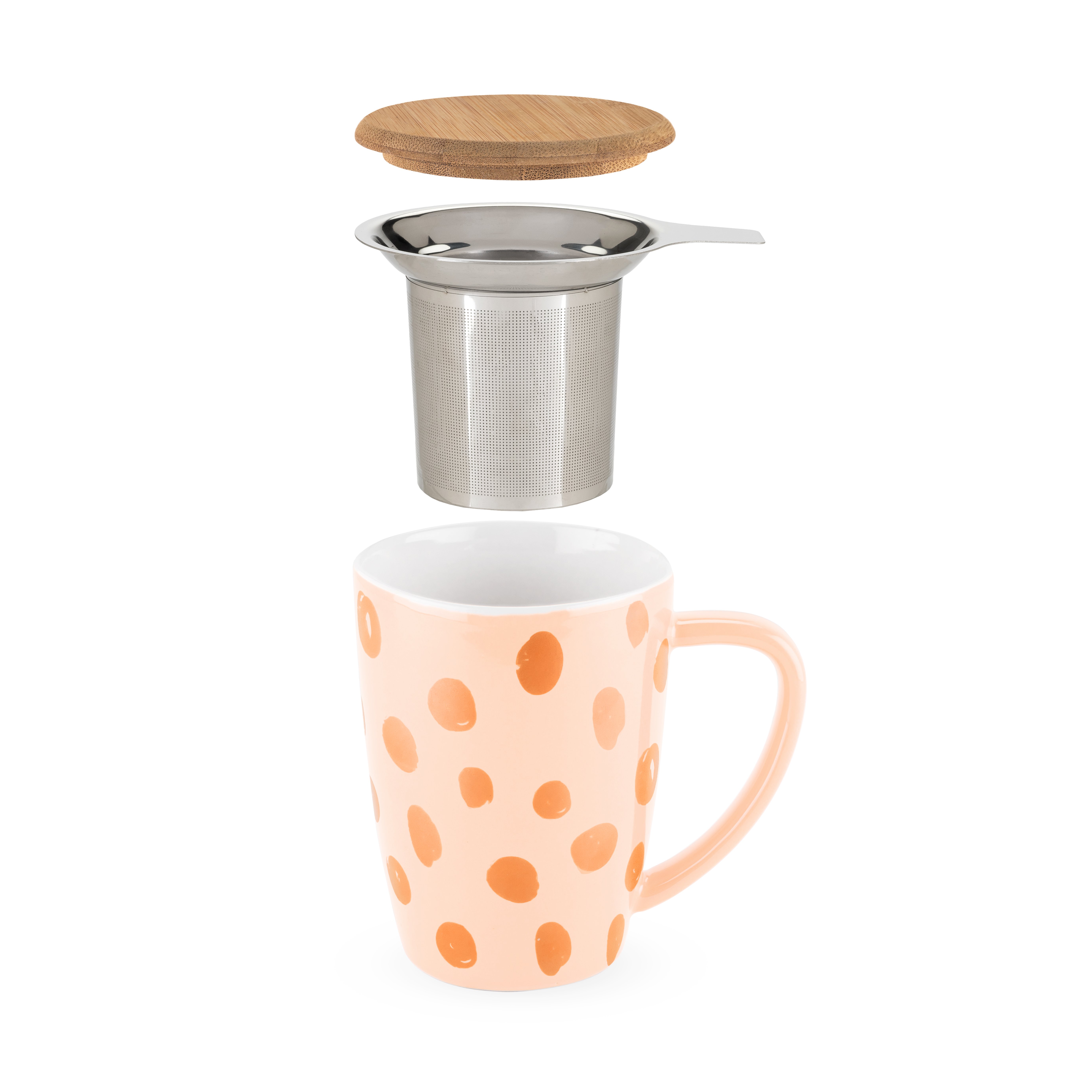 Bailey Peach and Copper Ceramic Tea Mug & Infuser by Pinky Up