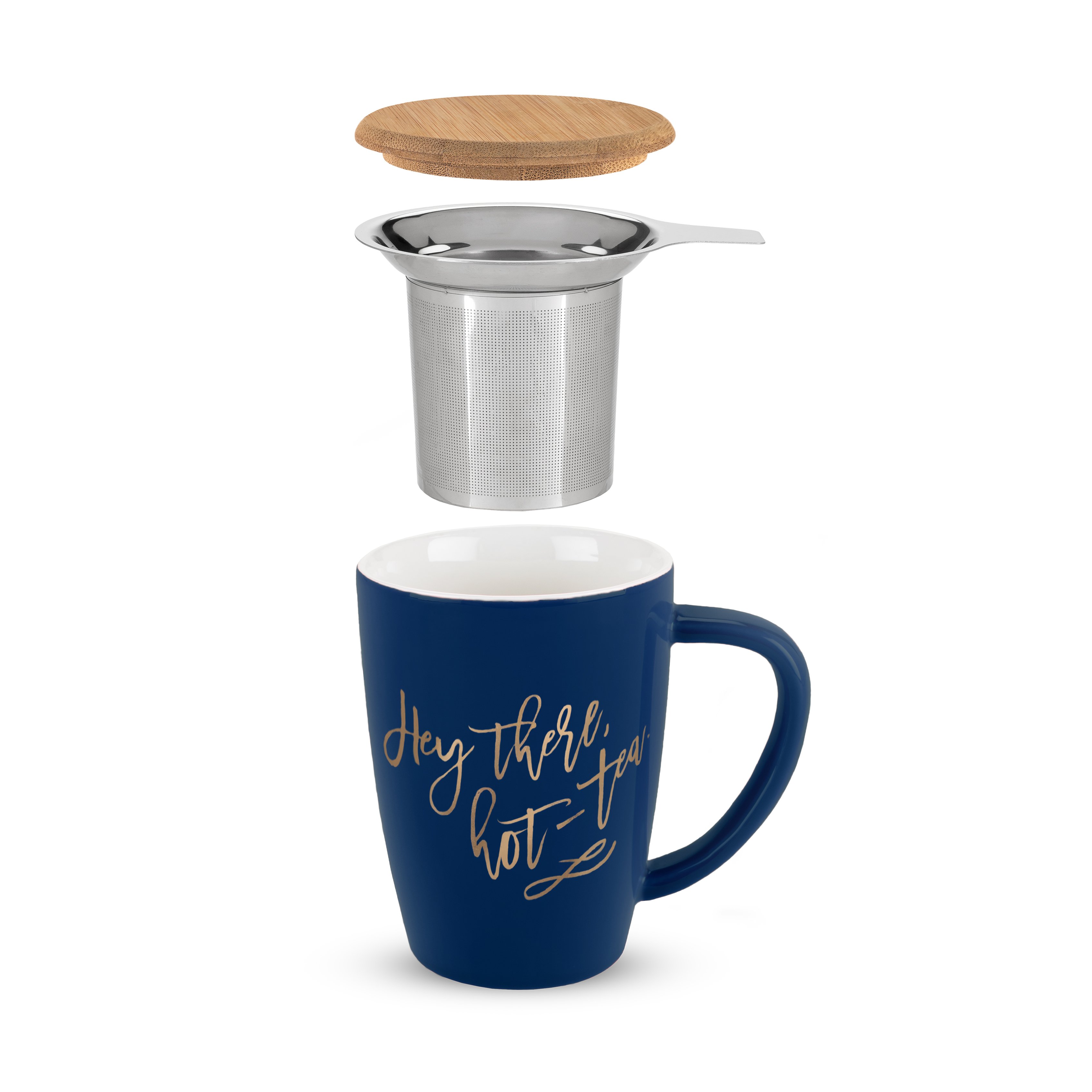 Bailey Hey There, Hot-Tea Ceramic Tea Mug & Infuser