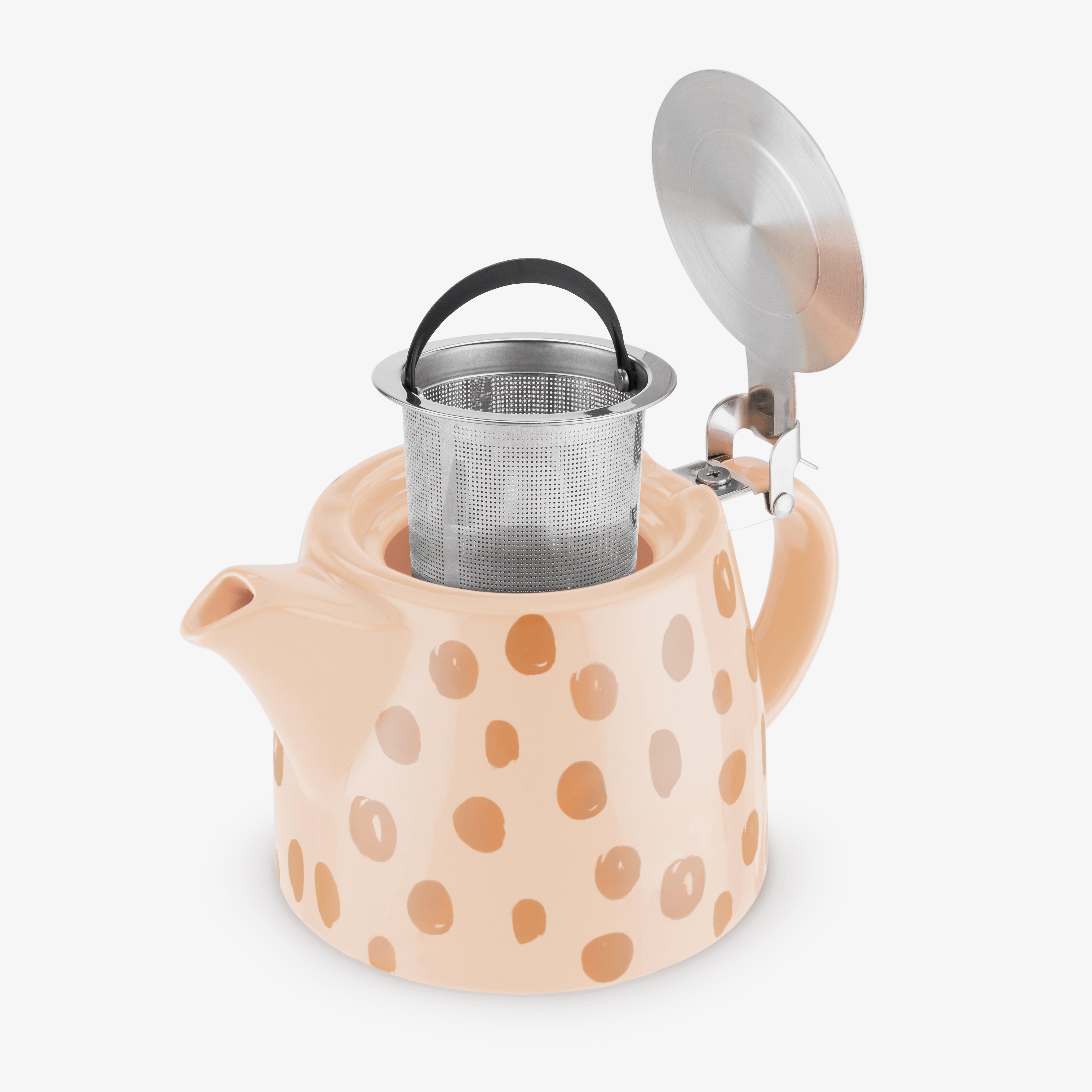 Harper Peach and Copper Ceramic Teapot & Infuser by Pinky Up