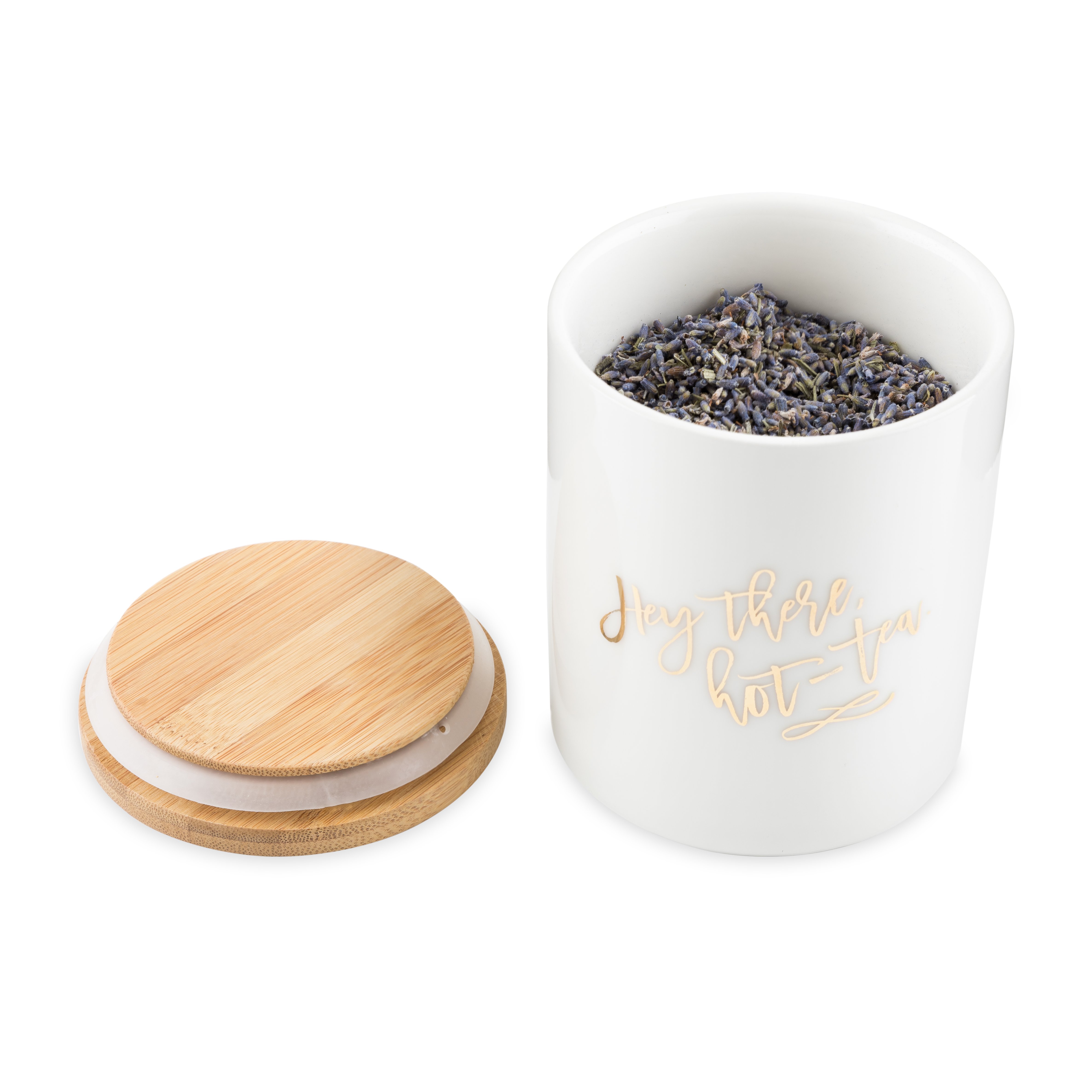 Hey There, Hot-Tea Tea Canister by Pinky Up