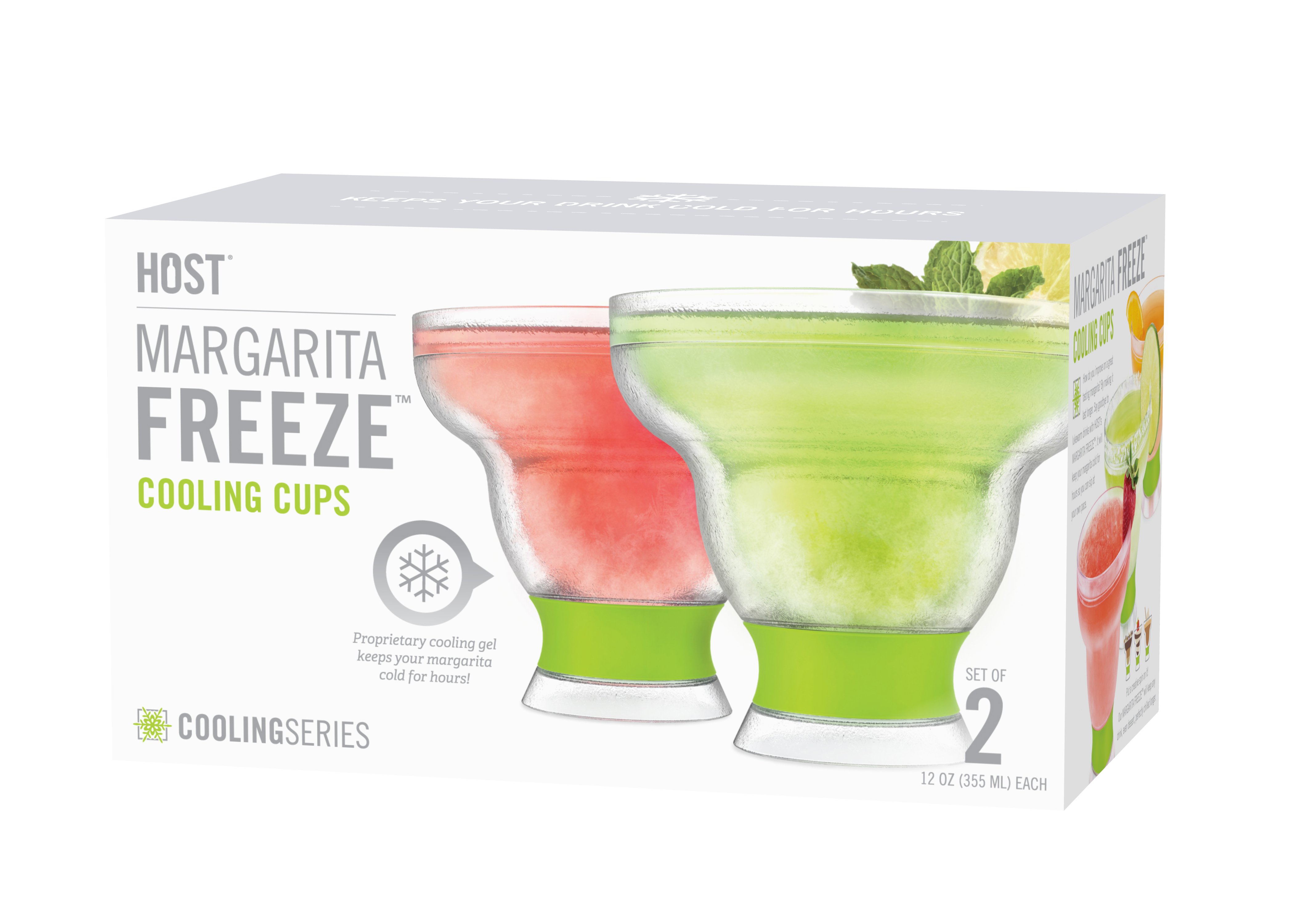 Margarita FREEZE Cooling Cups---Set of 2--Green