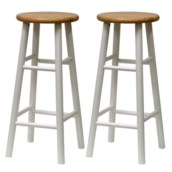 Tabby 30" Bar Stool Set---Natural & White