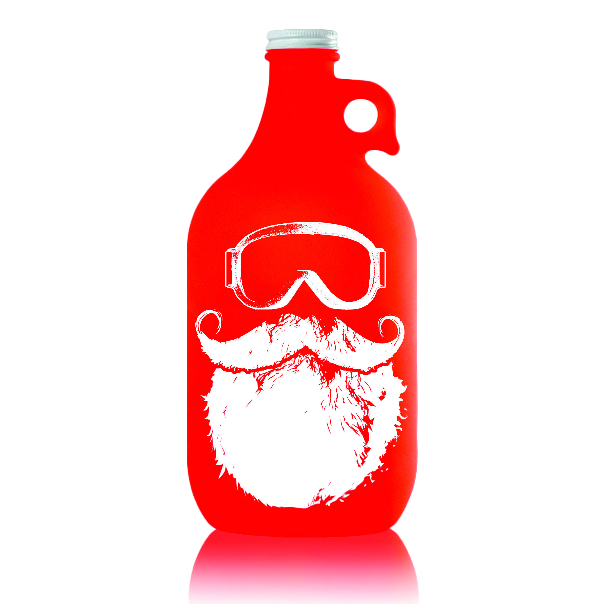 Frosted red Santa Beer Goggles Growler