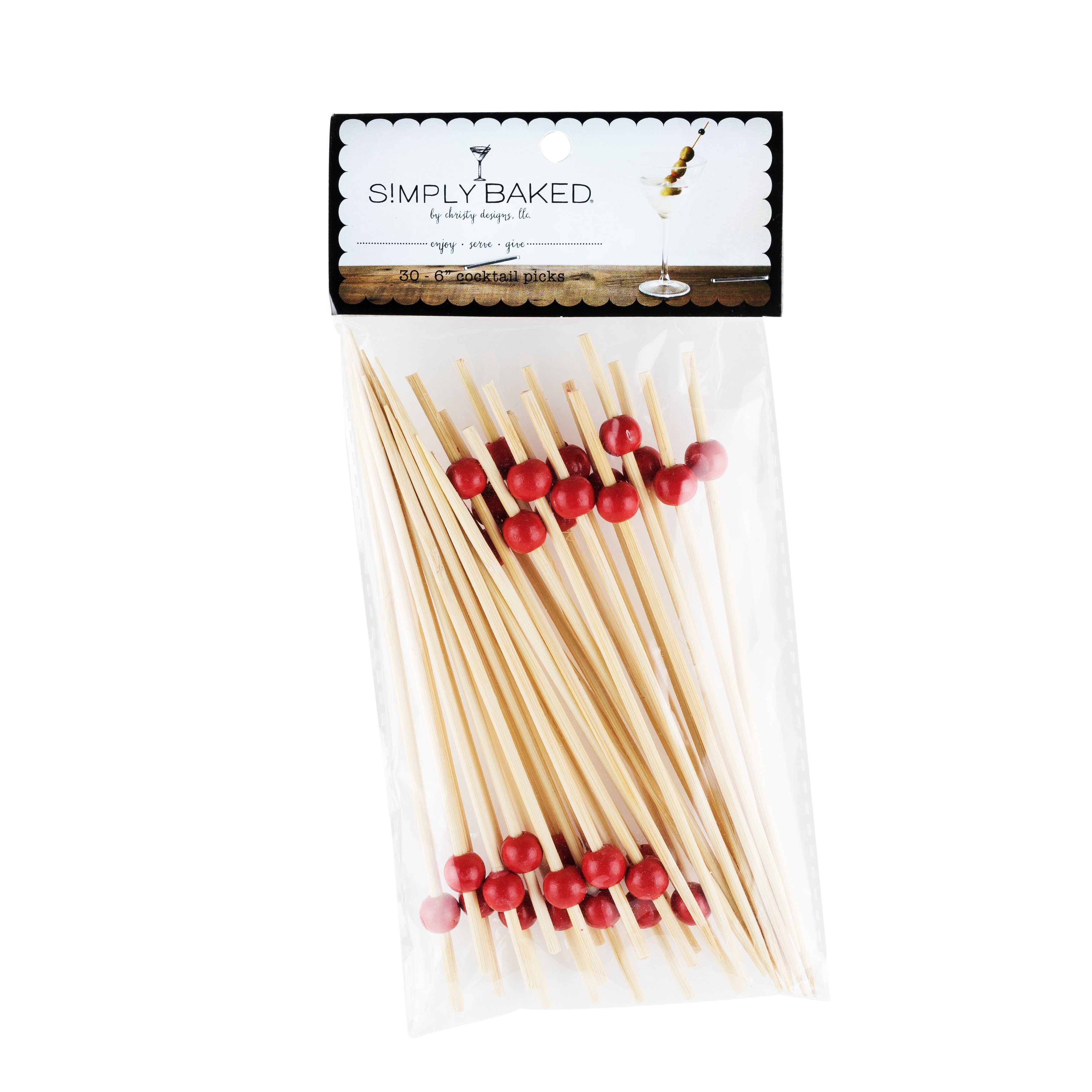 Simply Baked Long Cocktail Picks - Red