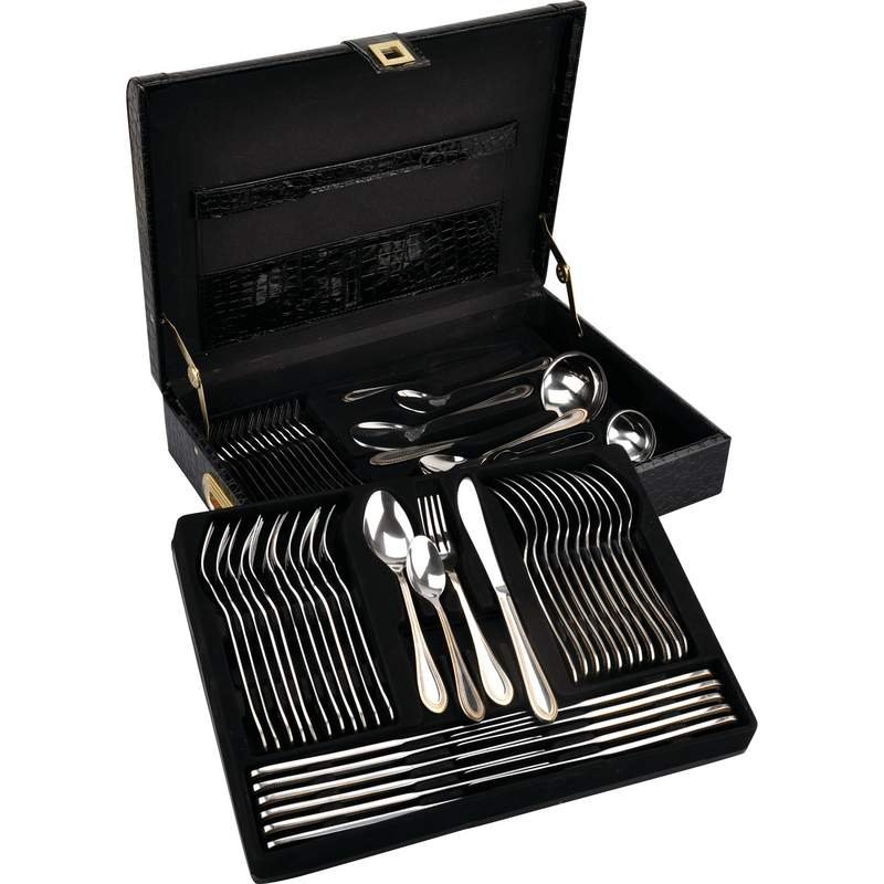 Sterlingcraft 72 PC Gold Trim Flatware & Hostess Set