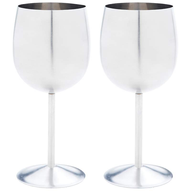 2 PC Stainless Steel Wine Glass Set