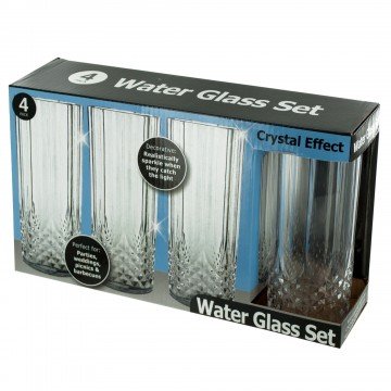 Crystal Effects Plastic Water Glass Set---Case of 12