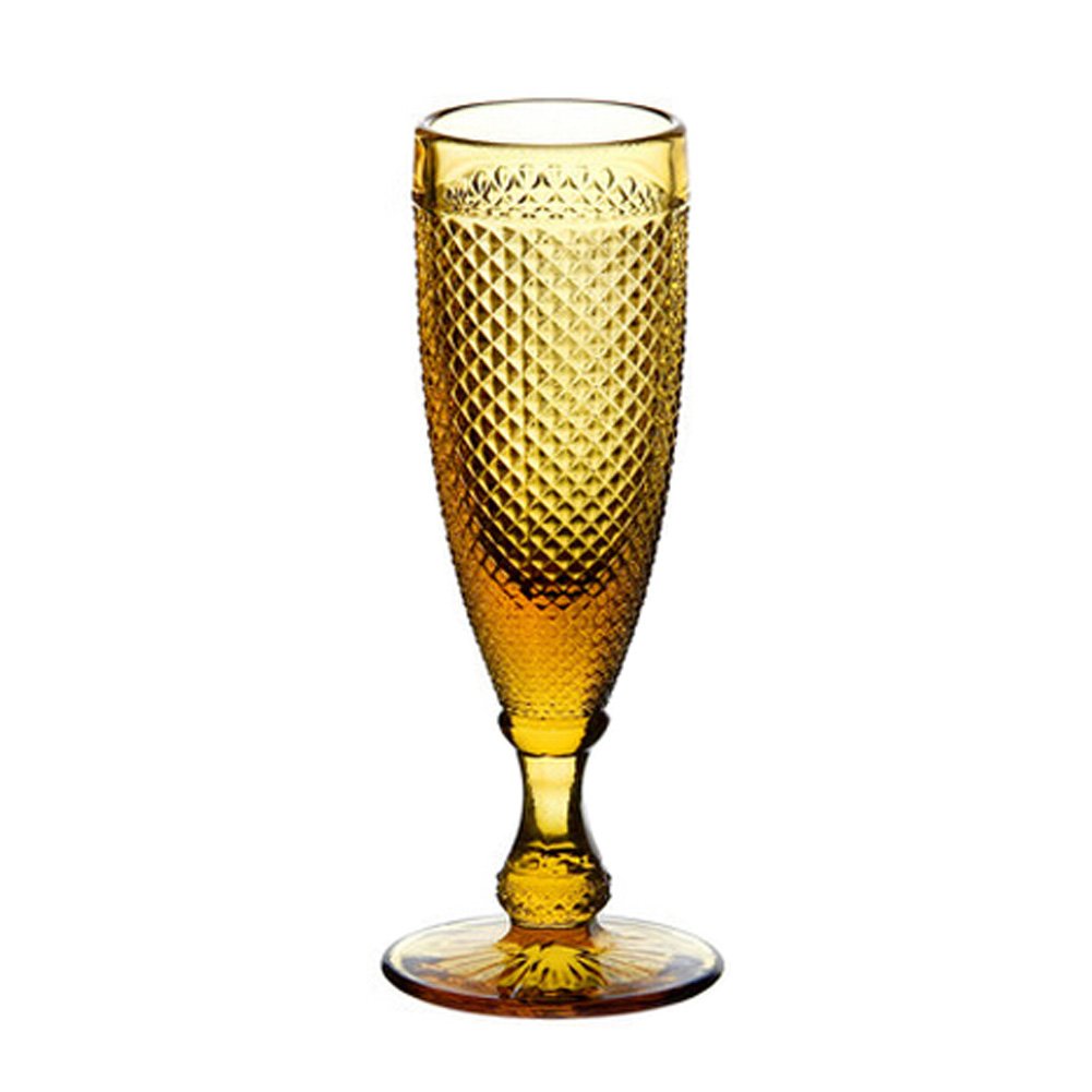 Romatic Vintage Design Champagne Flutes Wine Cup Goblet For Party, Yellow