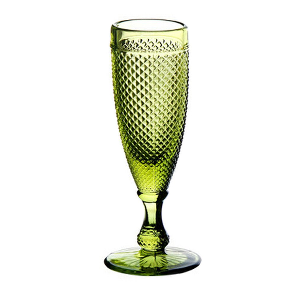 Romantic Vintage Design Green Wine or Champagne Flutes