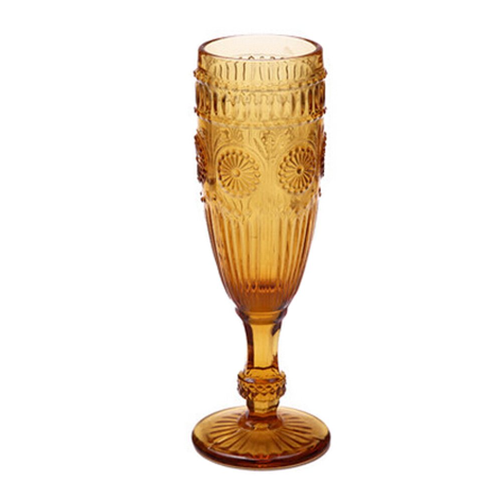 Yellow Elegant Retro Carved Wine Glasses Champagne Flutes Champagne Goblet