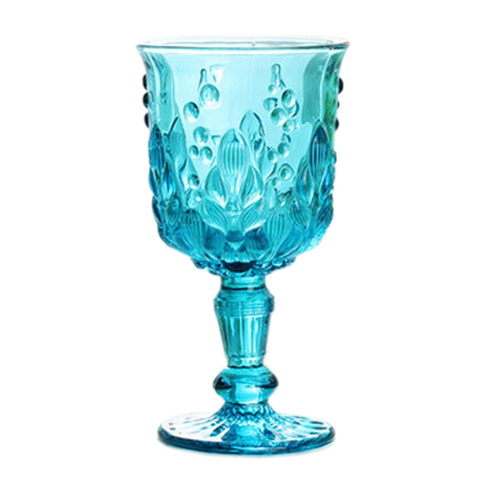 Beautiful Retro Carved Champagne Goblet Wine Glasses Champagne Flutes Sky Blue