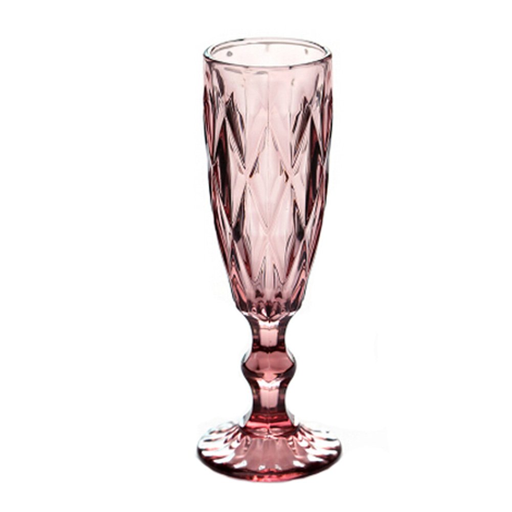 Elegant Retro Carved Wine Glasses Champagne Flutes Cocktail Glass, Pink