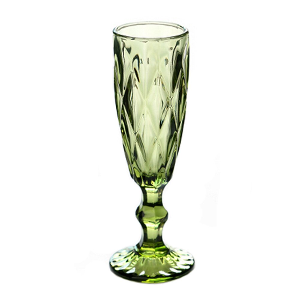 Elegant Retro Carved Wine Glasses Cocktail Glass Champagne Flutes, Green