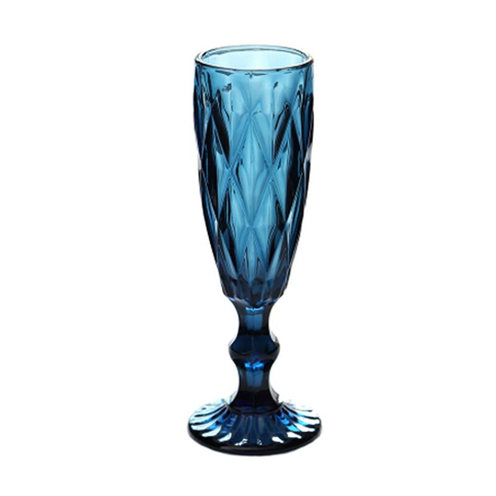 Elegant Retro Carved Cocktail Glass Wine Glasses Champagne Flutes, Blue