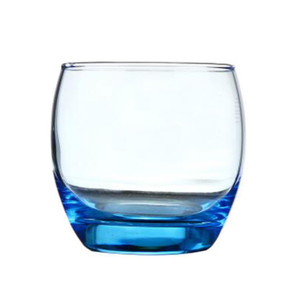 Set Of 2 Elegant Clear & Blue Whiskey Glass Wine Glasses, No.3
