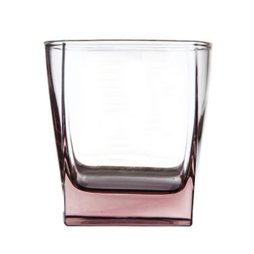 Set Of 2 Elegant Clear & Pink Whiskey Glass Drinking Glasses, No.5