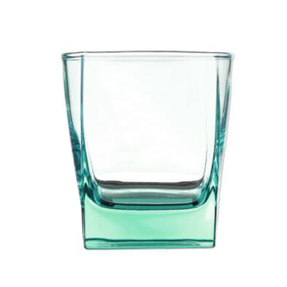 Set Of 2 Whiskey Glass Drinking Glasses Elegant Clear & Green, No.6