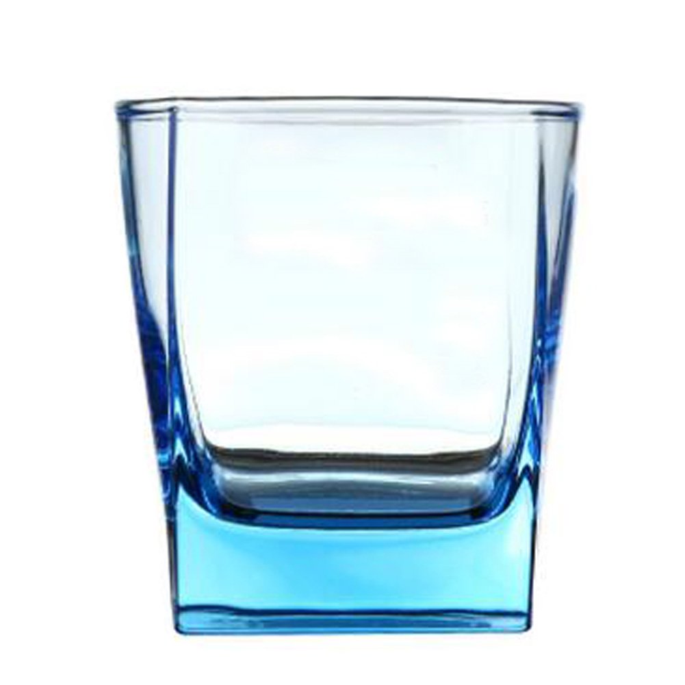 Beautiful Whiskey Glass Drinking Glasses Elegant Clear & Blue Set Of 2, No.7
