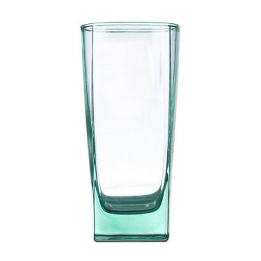 2PCS Beautiful Clear & Green Milk Glass Whiskey Glass Drinking Glasses, No.10