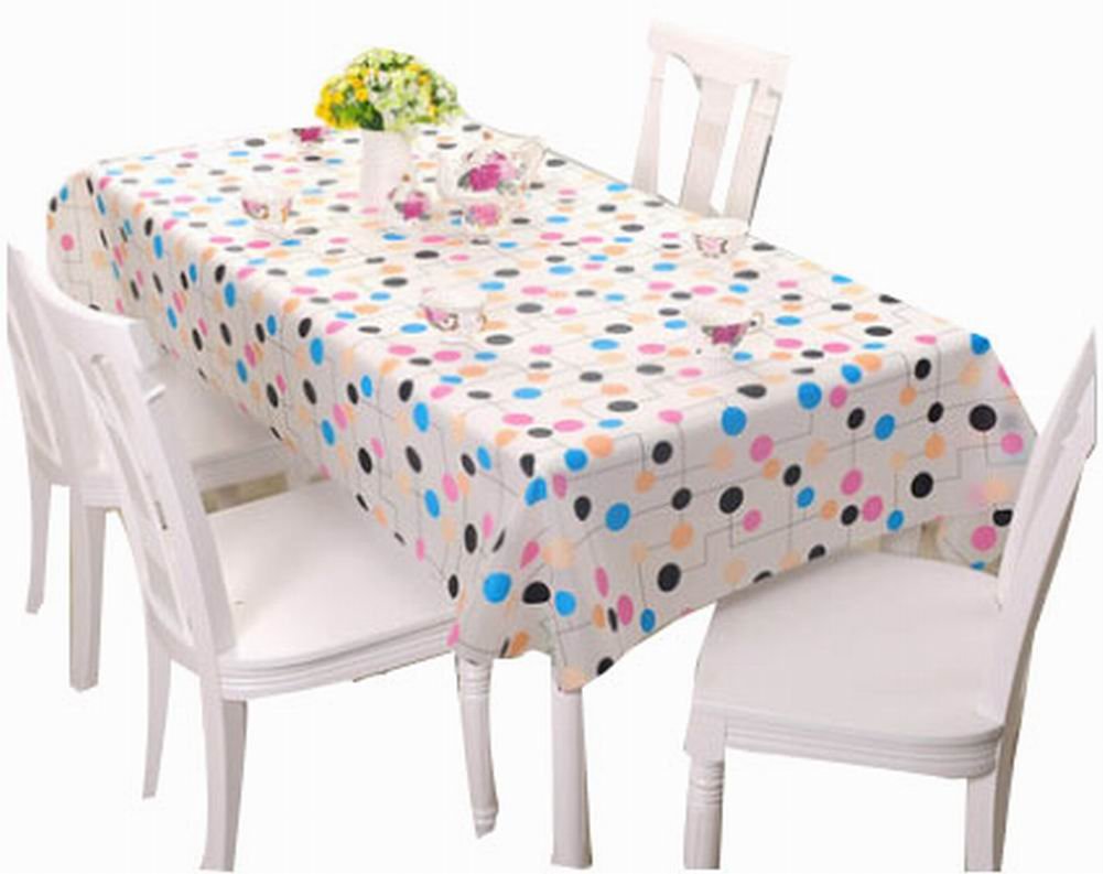 Exquisite Waterproof Tablecloths Anti-oil Table Linens, Colorful Dots137180cm