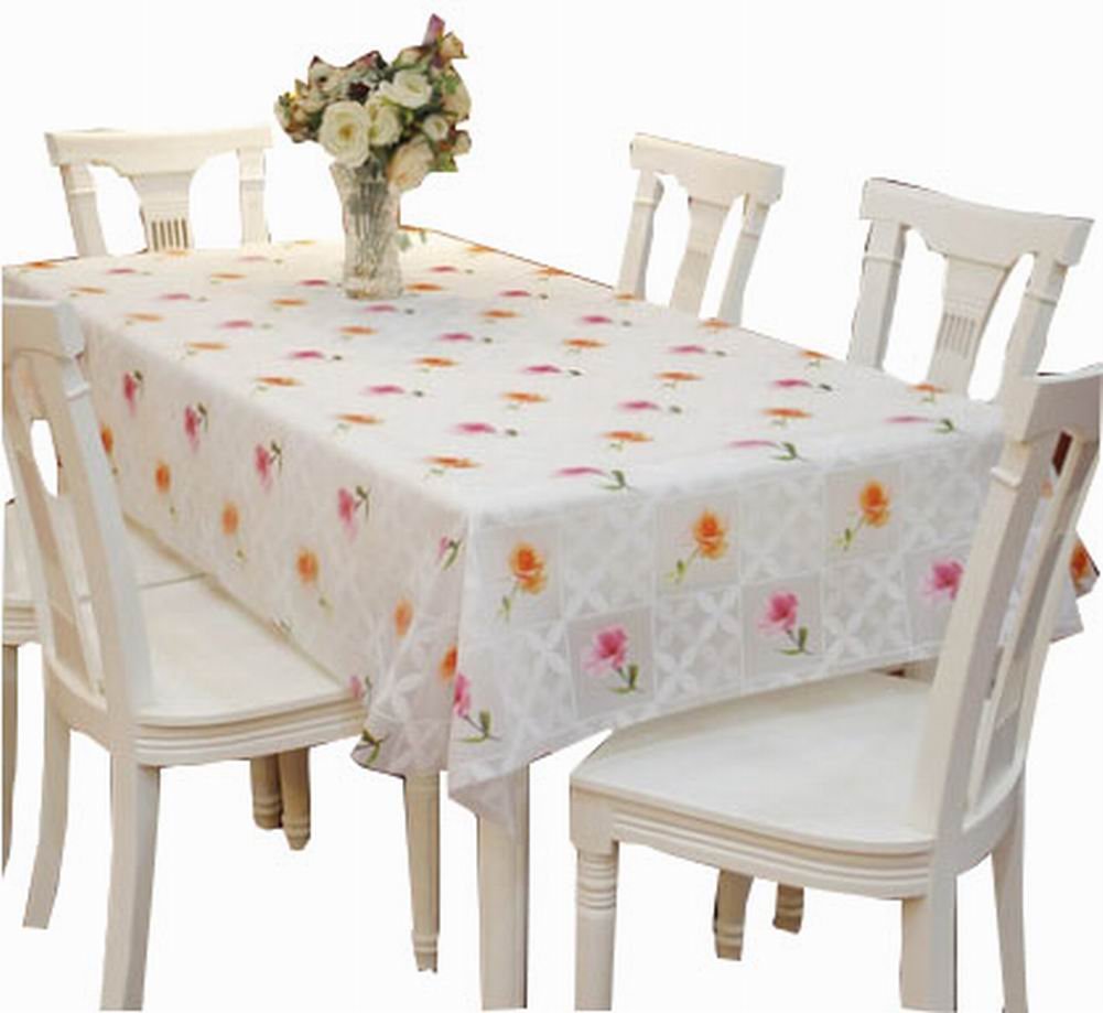 Elegant Waterproof Tablecloths Anti-oil Table Linens, Flowers 137180cm