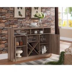 Buffet Table with Metal Wine Racks