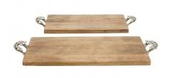 Natural Wood Finished Trays---Set of 2