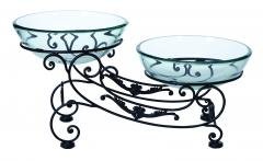 Double Bowl with Metal Stand