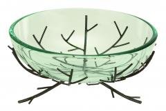 Glass Bowl with Metal Stand