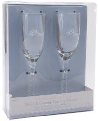 Victoria Lynn Bride & Groom Toasting Glasses 8"--2 PK